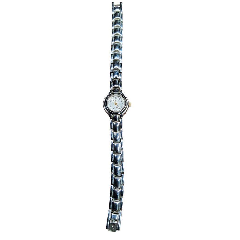watch-it womens quartz silver tone japan movement 9mm wide 7"L band watch - Picture 2 of 4